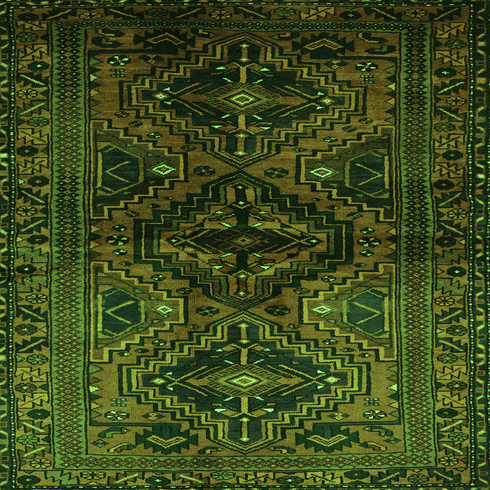 Round Machine Washable Persian Green Traditional Area Rugs, wshtr3136grn
