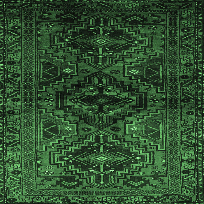 Square Machine Washable Persian Emerald Green Traditional Area Rugs, wshtr3136emgrn