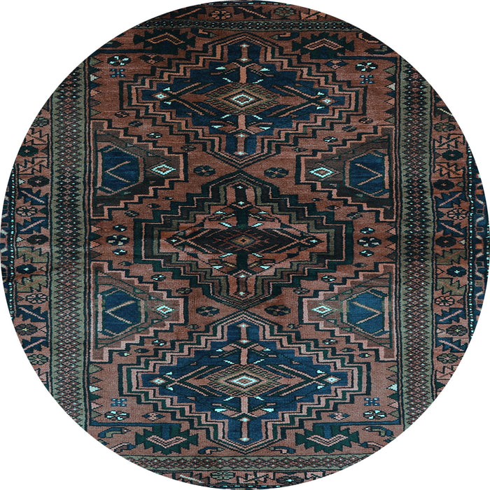 Round Persian Light Blue Traditional Rug, tr3136lblu