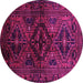 Round Machine Washable Persian Pink Traditional Rug, wshtr3136pnk