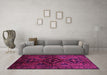 Machine Washable Persian Pink Traditional Rug in a Living Room, wshtr3136pnk