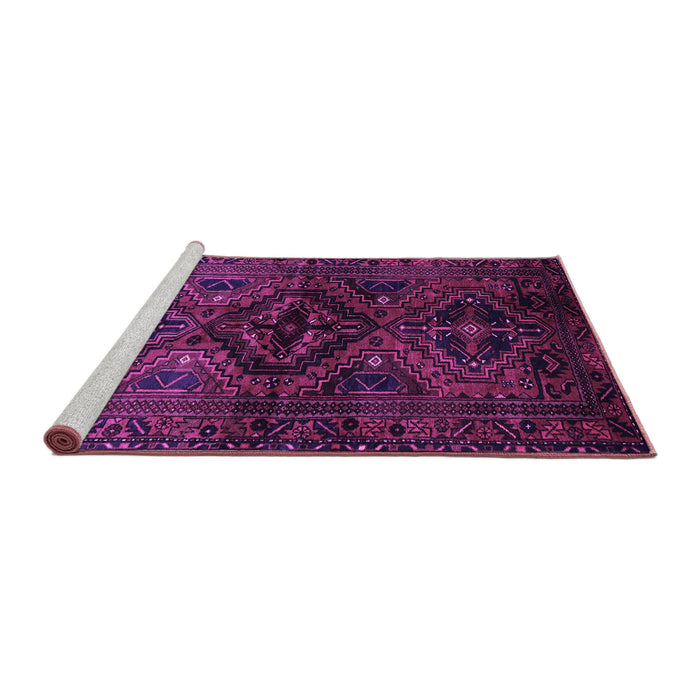 Sideview of Machine Washable Persian Purple Traditional Area Rugs, wshtr3136pur