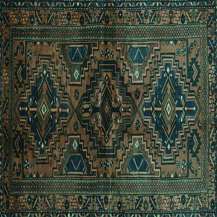 Square Persian Turquoise Traditional Rug, tr3136turq