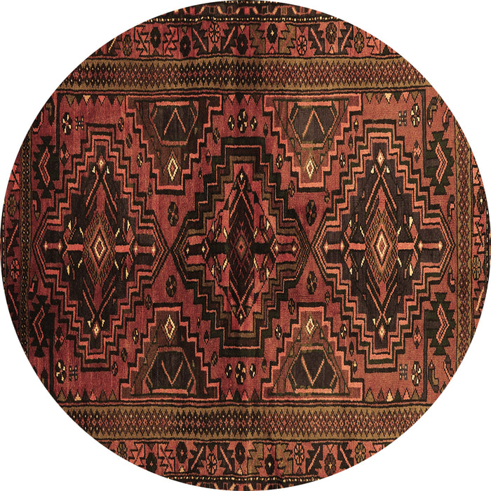 Round Machine Washable Persian Brown Traditional Rug, wshtr3136brn