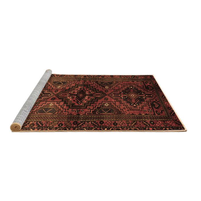 Sideview of Machine Washable Persian Brown Traditional Rug, wshtr3136brn