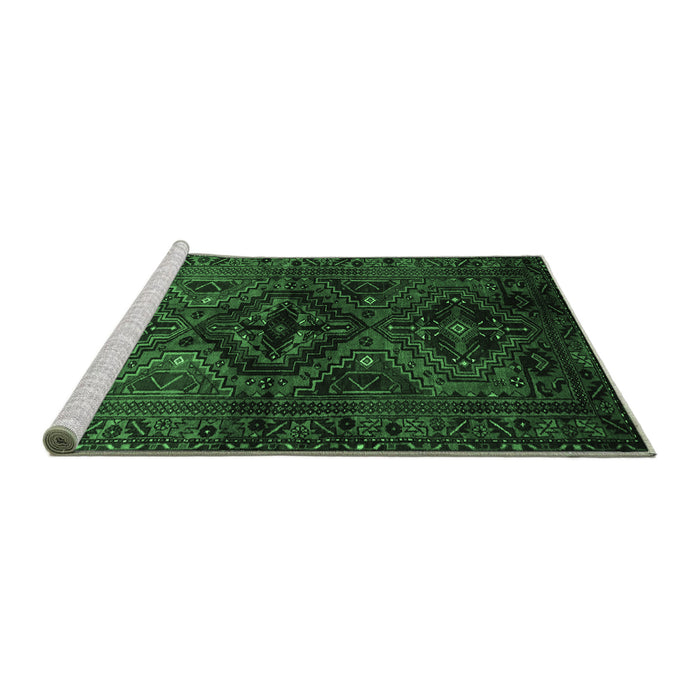 Sideview of Machine Washable Persian Emerald Green Traditional Area Rugs, wshtr3136emgrn