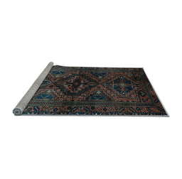 Sideview of Machine Washable Persian Light Blue Traditional Rug, wshtr3136lblu