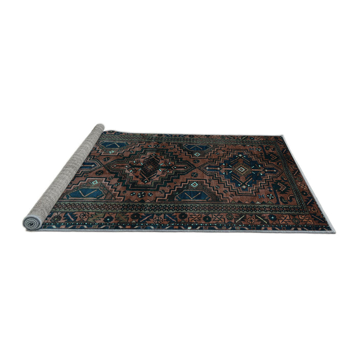 Sideview of Machine Washable Persian Light Blue Traditional Rug, wshtr3136lblu