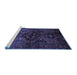 Sideview of Machine Washable Persian Blue Traditional Rug, wshtr3136blu