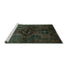 Sideview of Machine Washable Persian Turquoise Traditional Area Rugs, wshtr3136turq