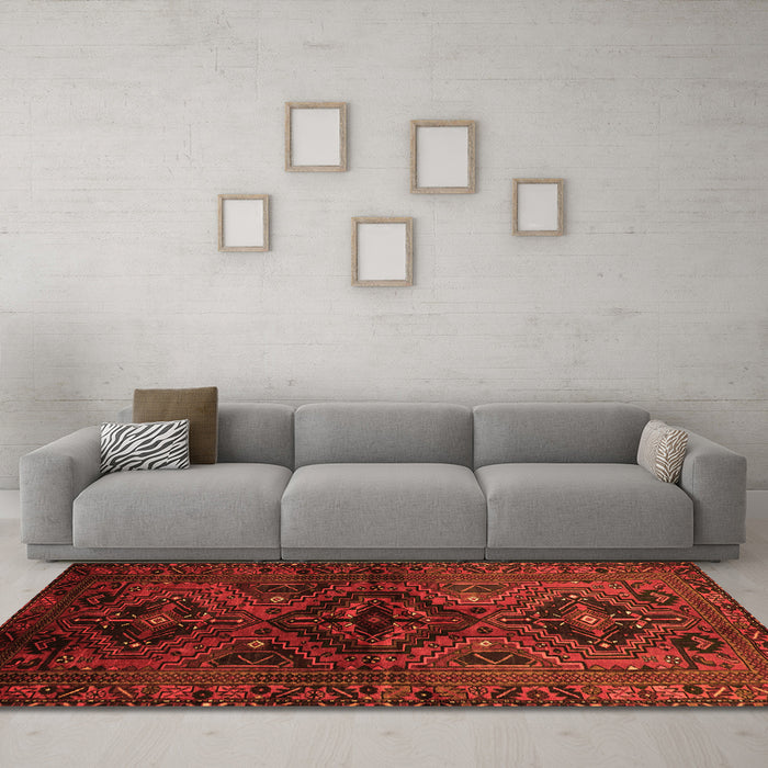 Machine Washable Persian Orange Traditional Area Rugs in a Living Room, wshtr3136org