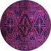 Round Persian Purple Traditional Rug, tr3136pur