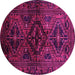 Round Persian Pink Traditional Rug, tr3136pnk