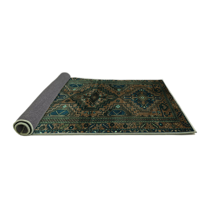 Sideview of Persian Turquoise Traditional Rug, tr3136turq