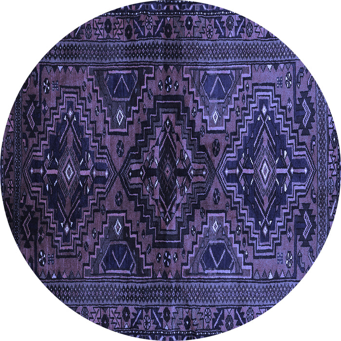 Round Machine Washable Persian Blue Traditional Rug, wshtr3136blu