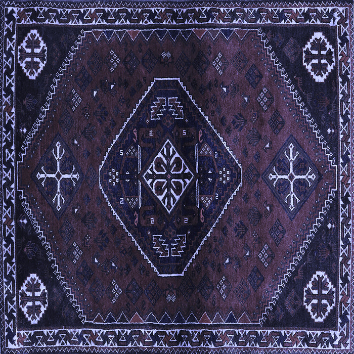 Square Machine Washable Persian Blue Traditional Rug, wshtr3137blu