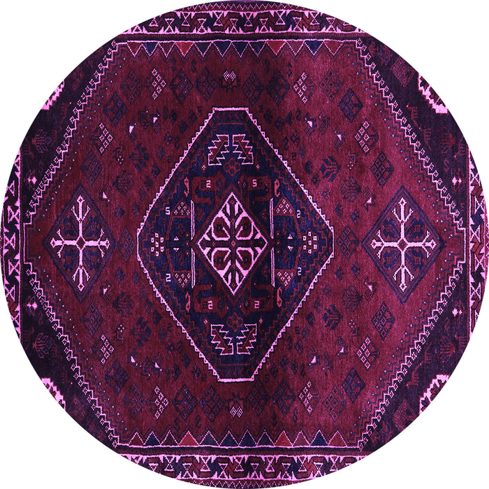 Round Machine Washable Persian Purple Traditional Area Rugs, wshtr3137pur