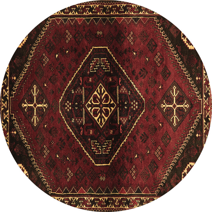 Round Persian Brown Traditional Rug, tr3137brn