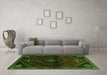 Machine Washable Persian Green Traditional Area Rugs in a Living Room,, wshtr3137grn