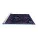 Sideview of Machine Washable Persian Blue Traditional Rug, wshtr3137blu