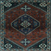 Square Machine Washable Persian Light Blue Traditional Rug, wshtr3137lblu