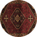 Round Machine Washable Persian Brown Traditional Rug, wshtr3137brn