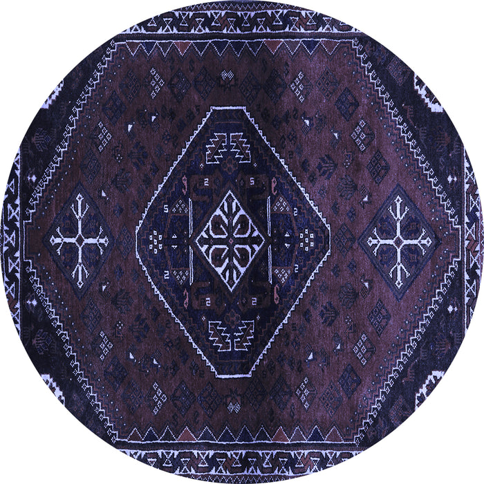 Round Machine Washable Persian Blue Traditional Rug, wshtr3137blu