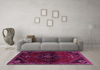 Machine Washable Persian Pink Traditional Rug, wshtr3137pnk