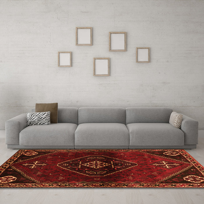 Machine Washable Persian Orange Traditional Area Rugs in a Living Room, wshtr3137org