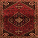 Round Machine Washable Persian Orange Traditional Area Rugs, wshtr3137org