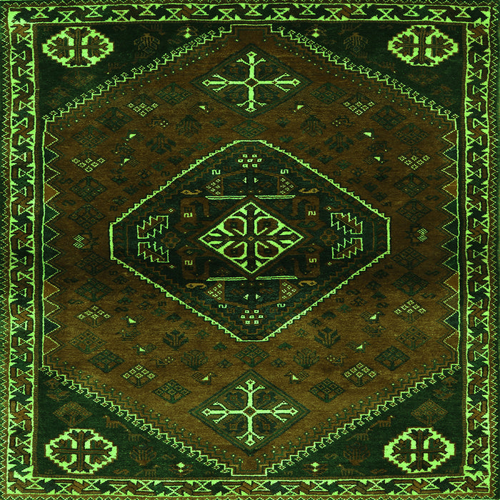Round Machine Washable Persian Green Traditional Area Rugs, wshtr3137grn