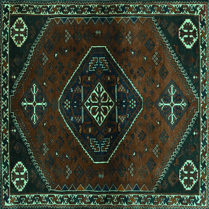 Square Machine Washable Persian Turquoise Traditional Area Rugs, wshtr3137turq