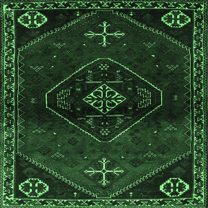 Square Persian Emerald Green Traditional Rug, tr3137emgrn
