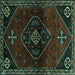 Square Persian Turquoise Traditional Rug, tr3137turq