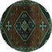 Round Persian Turquoise Traditional Rug, tr3137turq