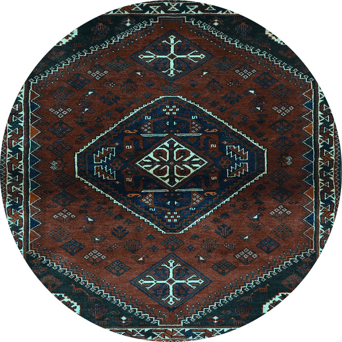 Round Machine Washable Persian Light Blue Traditional Rug, wshtr3137lblu