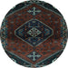 Round Machine Washable Persian Light Blue Traditional Rug, wshtr3137lblu