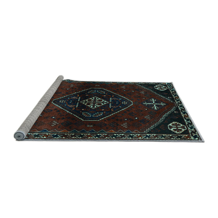 Sideview of Machine Washable Persian Light Blue Traditional Rug, wshtr3137lblu
