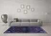 Machine Washable Persian Blue Traditional Rug in a Living Room, wshtr3137blu