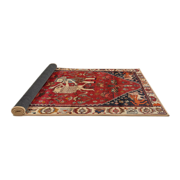 Sideview of Traditional Orange Brown Animal Rug, tr3138