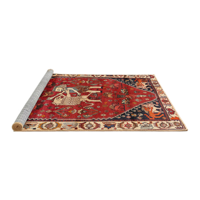 Sideview of Machine Washable Traditional Orange Brown Rug, wshtr3138