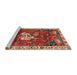 Sideview of Machine Washable Traditional Orange Brown Rug, wshtr3138