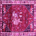 Square Animal Pink Traditional Rug, tr3138pnk