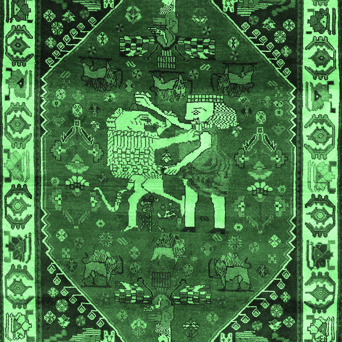 Machine Washable Animal Emerald Green Traditional Area Rugs, wshtr3138emgrn