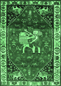 Animal Emerald Green Traditional Rug, tr3138emgrn