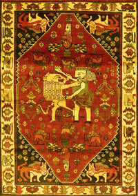 Animal Yellow Traditional Rug, tr3138yw