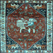 Square Machine Washable Animal Light Blue Traditional Rug, wshtr3138lblu