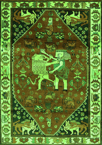 Animal Green Traditional Rug, tr3138grn