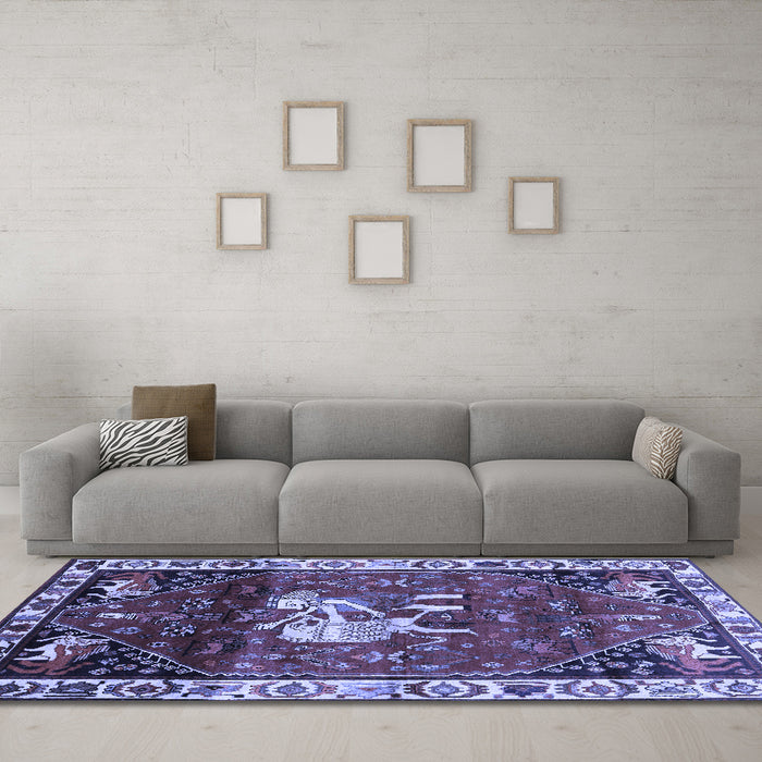 Machine Washable Animal Blue Traditional Rug in a Living Room, wshtr3138blu