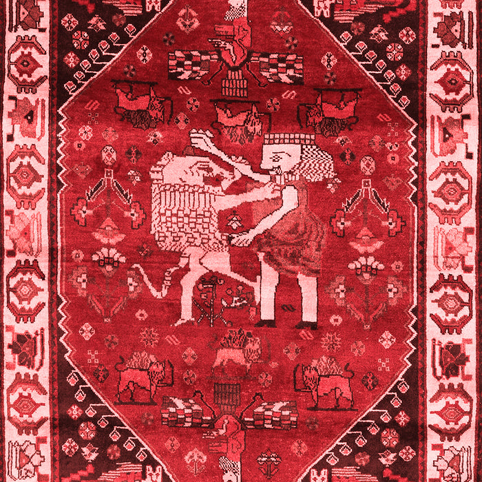 Machine Washable Animal Red Traditional Rug, wshtr3138red
